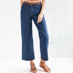 Objects Without Meaning Dark Blue distressed wide leg jeans